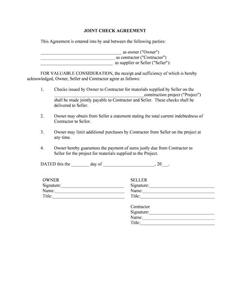 Joint Account Agreement Template